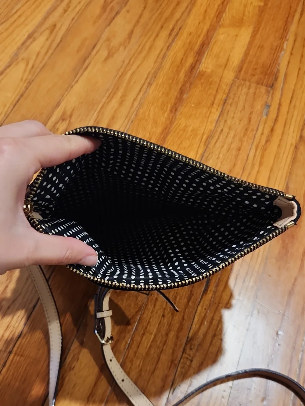 kate spade Black Nylon Crossbody with Tan Strap and Gold Plate